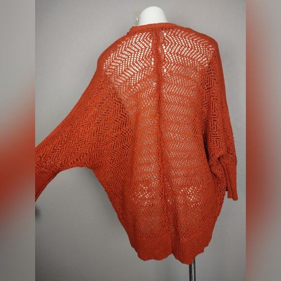 Tahari Burnt Orange Open Knit Cardigan Sweater Size Medium - Picture 12 of 13